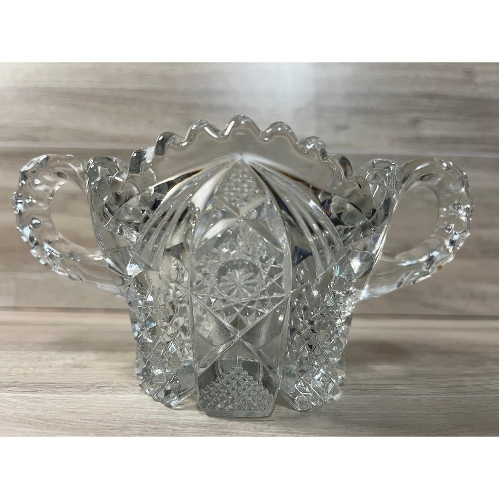 VINTAGE EAPG IMPERIAL GLASS SUGAR BOWL SAWTOOTH HOBSTAR PATTERN NO 526